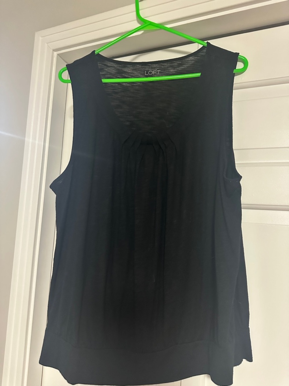 LOFT Black Sleeveless Pleat-Front Camisole